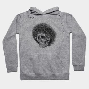 Cute skull with afro hair wearing glasses drawing with scribble art Hoodie